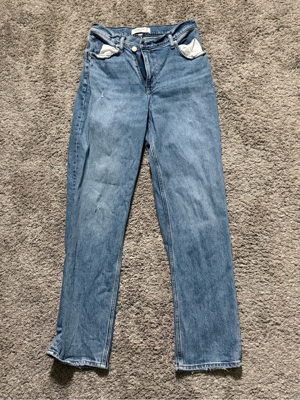 Abercrombie & Fitch Curve Love Straight Leg Jeans - Light Blue Wash